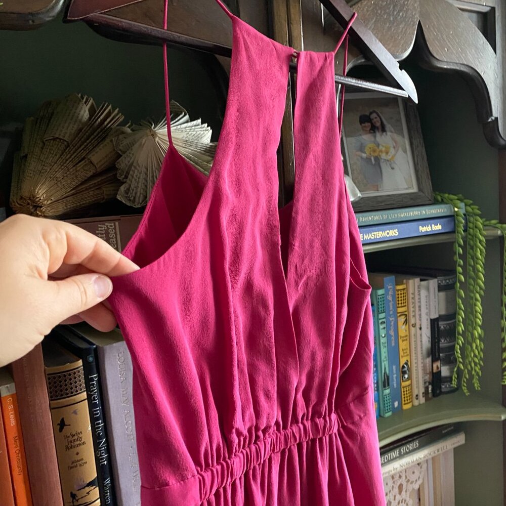 Madewell Silk Fuchsia Pink Strappy Mini Dress Size 8 - Picture 10 of 11
